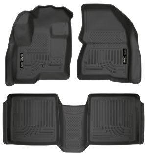 Ford Flex Floor Liners - Front + 2nd Row - Husky Liners - WeatherBeater - Black - `09-`12